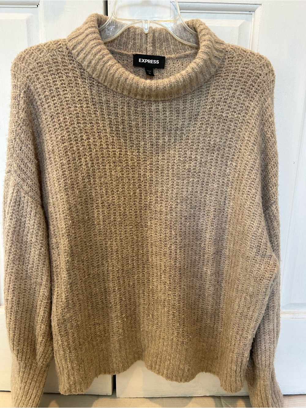 Express Beige Waffle Knit Turtleneck Sweater